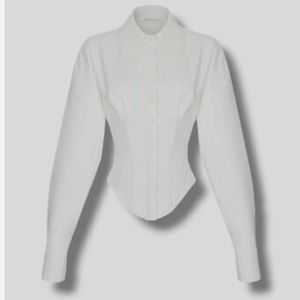 Rozie Corset Rozie Corsets Women's White Button Down Corset Waist Blouse
